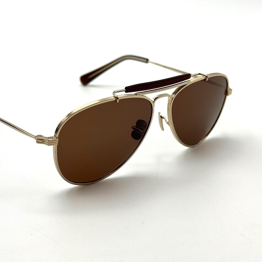 Eyevan Sunglasses Astro G Gold Aviator Frame Brown Lens 57-14-145 New Authentic - Picture 10 of 15